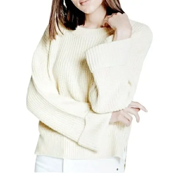 SANCTUARY Now Or Never cozy knit pullover rib sweater winter white Size XL NEW - Picture 6 of 6